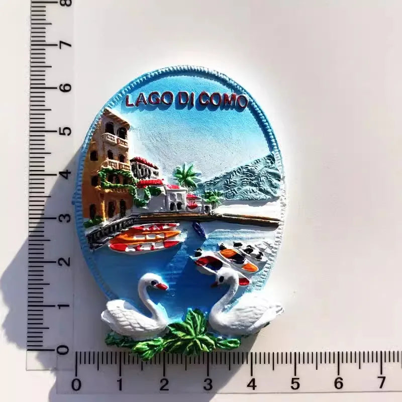 The Italian Resort of Lake Como Travelling Souvenirs Fridge Magnets Creative Home Decoration Resin Fridge Magnetic Stickers