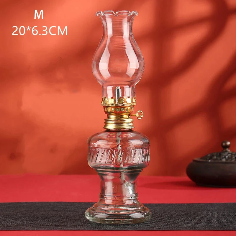 Glass Kerosene Lanterns Oil Lamp Glass Classic Retro Family Decorative Lights High Capacity Quality Portable Adornment