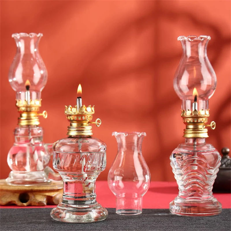 Glass Kerosene Lanterns Oil Lamp Glass Classic Retro Family Decorative Lights High Capacity Quality Portable Adornment